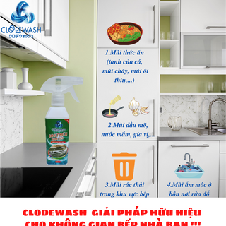 Chai Xịt Khử Mùi Nhà Bếp Công Nghệ Nhật Bản CLODEWASH - 300ml giá sỉ