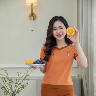 ĐỒ BỘ THUN MẶC NHÀ THỜI TRANG THÊU CHỮ T
