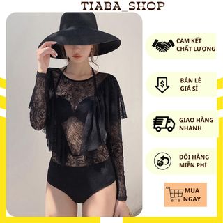 Đồ bơi, Bikini 2 mảnh sexy áo khoác ngoài ren dài tay liền quần hàng cao cấp