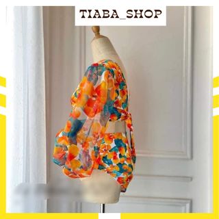 Đồ bơi, bikini sexy liền mảnh, set rời, hoa cam in, hàng cao cấp, kèm khăn