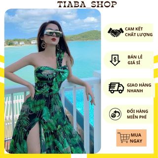 Đồ bơi, bikini liền mảnh, sexy họa tiết xanh, kèm khăn choàng, hàng cao cấp