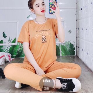 [3 SIZE 45-65KG TÙY CHIỀU CAO] ĐỒ BỘ THUN DÀI THÊU CON GẤU THỜI TRANG CHẤT THUN MỀM MỊN CO GIÃN 4 CHIỀU