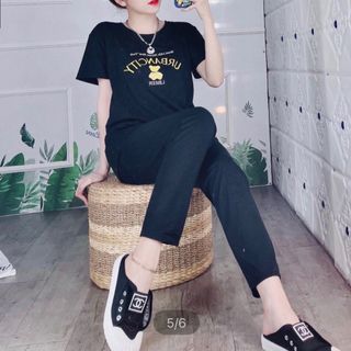 [3 SIZE 45-65KG TÙY CHIỀU CAO] ĐỒ BỘ THUN DÀI THÊU CON GẤU THỜI TRANG CHẤT THUN MỀM MỊN CO GIÃN 4 CHIỀU