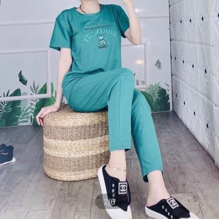 [3 SIZE 45-65KG TÙY CHIỀU CAO] ĐỒ BỘ THUN DÀI THÊU CON GẤU THỜI TRANG CHẤT THUN MỀM MỊN CO GIÃN 4 CHIỀU