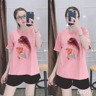 ĐỒ BỘ QUẦN ÁO THUN ĐÙI IN CÔ GÁI THỜI TRANG