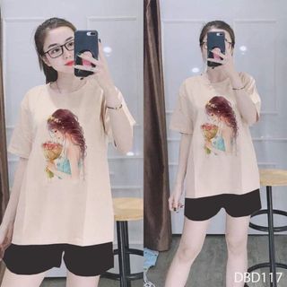ĐỒ BỘ QUẦN ÁO THUN ĐÙI IN CÔ GÁI THỜI TRANG