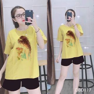 ĐỒ BỘ QUẦN ÁO THUN ĐÙI IN CÔ GÁI THỜI TRANG