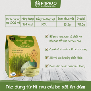 Mì hữu cơ - Mì Mầm Lúa Mạch - Mì Ăn Dặm Organic Anpaso - Gói 120gr