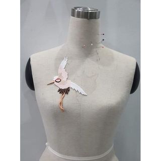 Chim hạc đính áo dệt vải thủ công hàng đẹp ạ
