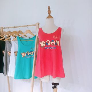 Áo ba lỗ nữ dáng xòe form rộng giấu bụng in chữ boom đơn giản thun cotton mặc mát tanktop 3 lỗ thun giấy mặc nhà dáng rộng xách nách không tay mặc tập gym cá tính balo nữ cụt tay