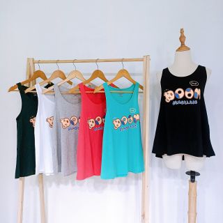 Áo ba lỗ nữ dáng xòe form rộng giấu bụng in chữ boom đơn giản thun cotton mặc mát tanktop 3 lỗ thun giấy mặc nhà dáng rộng xách nách không tay mặc tập gym cá tính balo nữ cụt tay