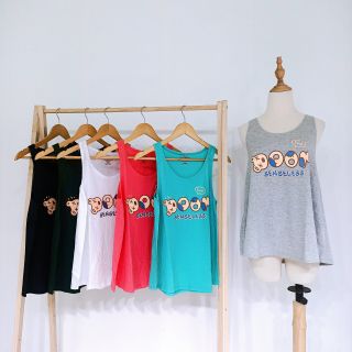 Áo ba lỗ nữ dáng xòe form rộng giấu bụng in chữ boom đơn giản thun cotton mặc mát tanktop 3 lỗ thun giấy mặc nhà dáng rộng xách nách không tay mặc tập gym cá tính balo nữ cụt tay