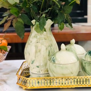 Gốm sứ Bát Tràng - Lọ miệng lượn