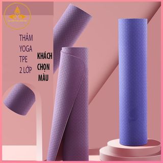 Thảm tập Yoga 2 lớp TPE dày 6mm, thảm tập Gym chống trơn trượt và không thấm mồ hôi