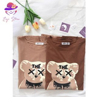 Áo thun tay lỡ form rộng unisex, Áo phông nữ tay lỡ unisex in hình gấu XX chất cotton co giãn 4 chiều mềm mại thoáng mát