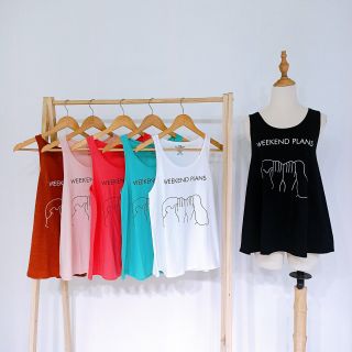 Áo 3 lỗ nữ sát nách không tay cổ tròn dáng xòe ba lỗ form rộng in chữ weenkend đơn giản thun cotton tanktop xách nách không tay mặc nhà balo tập gym mát áo cụt tay thun giấy dáng rộng cá tính dễ thương