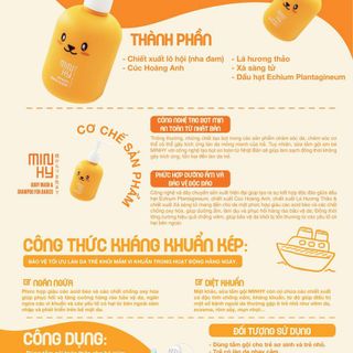 Sữa tắm gội cho bé (baby) Min Hy 250ml, dưỡng ẩm, chống viêm cho làn da, giúp phòng ngừa các bệnh ngoài da như chàm (eczema)