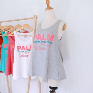 Áo ba lỗ nữ tanktop cổ tròn form rộng dáng xòe in chữ palm đơn giản sát nách thun cotton balo nữ không tay mặc nhà mát 3 lỗ cụt tay dáng rộng giấu bụng xách nách thun giấy mặc tập gym