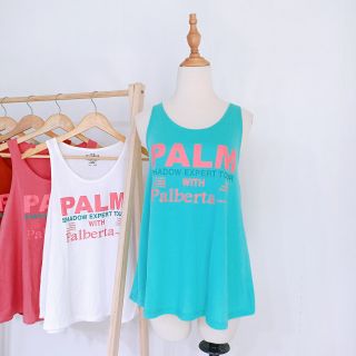 Áo ba lỗ nữ tanktop cổ tròn form rộng dáng xòe in chữ palm đơn giản sát nách thun cotton balo nữ không tay mặc nhà mát 3 lỗ cụt tay dáng rộng giấu bụng xách nách thun giấy mặc tập gym