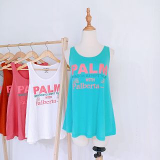 Áo ba lỗ nữ tanktop cổ tròn form rộng dáng xòe in chữ palm đơn giản sát nách thun cotton balo nữ không tay mặc nhà mát 3 lỗ cụt tay dáng rộng giấu bụng xách nách thun giấy mặc tập gym