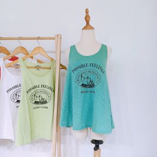 Áo ba lỗ nữ cổ tròn dáng xòe thun cotton in chữ possible đơn giản form rộng sát nách không tay 3 lỗ thun giấy dáng rộng mặc mát tanktop xách nách mặc tập gym cá tính balo mặc nhà cụt tay