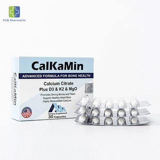 Calkamin - Bổ sung Canxi và vitamin K2, vitamin D3 cho cơ thể, hỗ trợ xương, răng chắc khoẻ - Hộp 30 viên giá sỉ