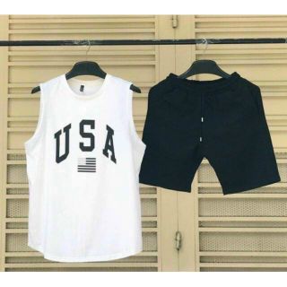 Đồ bộ thể thao ba lỗ USA chất thun lạnh mịn mát thấm hút mồ hôi tốt