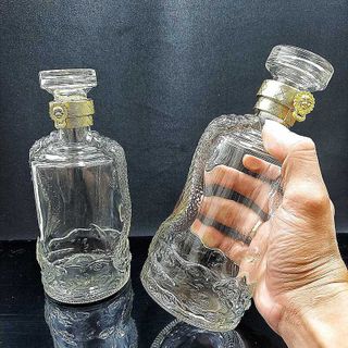 Chai Đựng Rượu Thủy Tinh 500ML mẫu rồng nổi - Chai Rượu Thủy Tinh 500ML - Vỏ Chai Rượu Đẹp siêu trong (C3)