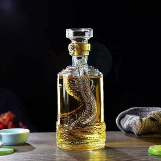 Chai Đựng Rượu Thủy Tinh 500ML mẫu rồng nổi - Chai Rượu Thủy Tinh 500ML - Vỏ Chai Rượu Đẹp siêu trong (C3)