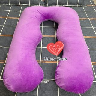 Gối chữ u bà bầu bầu vải nhung mịn