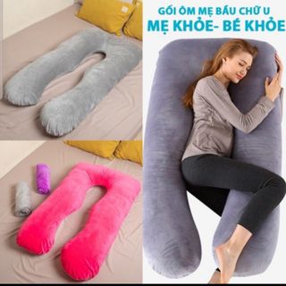 Gối chữ u bà bầu bầu vải nhung mịn