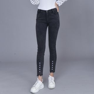 Quần kaki nữ ôm co giản muối tiêu thiêu chéo chân ,dây kéo trước,lưng chum dây săn thời trang công sở, đi làm , đi chơi Kkw05