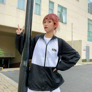 Áo khoác in thêu STR che nắng, chất thun nỉ mềm mịn form dưới 70kg đẹp
