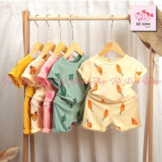 Bộ Cộc Tay Chất Thun Lạnh Cho Bé Trai Bé Gái Đồ Bộ Cộc Hè Cho Bé Tay Ngắn Mặc Nhà Thun Lạnh Cộc Hot