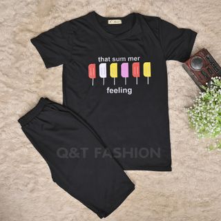 Sét bộ nữ,đồ bộ lững nữ thun sufa in hình cây kem ,cá tính, dể thương-ĐBL08-ĐEN