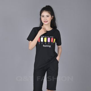 Sét bộ nữ,đồ bộ lững nữ thun sufa in hình cây kem ,cá tính, dể thương-ĐBL08-ĐEN