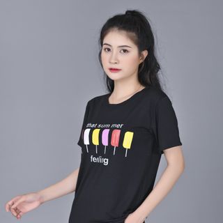 Sét bộ nữ,đồ bộ lững nữ thun sufa in hình cây kem ,cá tính, dể thương-ĐBL08-ĐEN