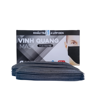 Khẩu trang y tế 4 lớp đen vinh quang mask hộp 50 cái