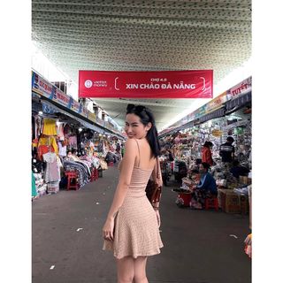 Đầm thun xốp 2 dây chén ngực