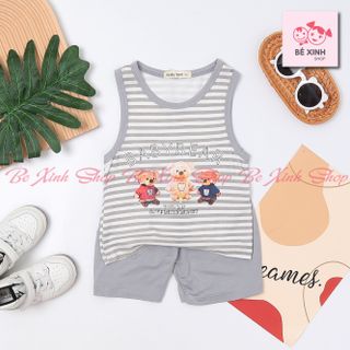 Quần Áo Trẻ Em Bộ Ba Lỗ Cho Bé Trai Bé Gái Đồ Bộ Thun Lạnh Ba Lỗ Sát Nách Cho Bé Trai Gái Sọc Gấu