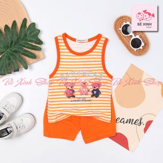 Quần Áo Trẻ Em Bộ Ba Lỗ Cho Bé Trai Bé Gái Đồ Bộ Thun Lạnh Ba Lỗ Sát Nách Cho Bé Trai Gái Sọc Gấu