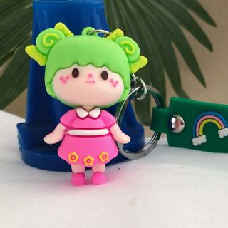 Móc khóa cặp balo xe máy dễ thương hình cô bé váy hồng chất liệu PVC mẫu mới giá sỉ và lẻ bán chạy