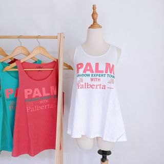 Áo ba lỗ nữ tanktop cổ tròn form rộng dáng xòe in chữ Palm đơn giản sát nách thun cotton mặc nhà tập gym freesize