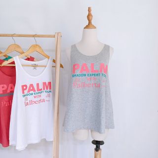 Áo ba lỗ nữ tanktop cổ tròn form rộng dáng xòe in chữ Palm đơn giản sát nách thun cotton mặc nhà tập gym freesize