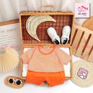 Đồ Bộ Cho Bé Gái Bé Trai Cộc Tay Quần Áo Trẻ Em Đồ Bộ Trẻ Em Quần Đùi Tay Ngắn Thun Lạnh Cho Bé Mặc Nhà Đi Chơi Cộc Sọc Nhỏ
