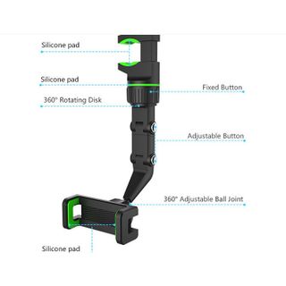 Giá Đỡ Kẹp Điện Thoại Xoay 360° Tự Động Gắn Gương Chiếu Hậu Tựa Đầu Phụ Kiện Dành Cho Xe Hơi