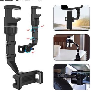 Giá Đỡ Kẹp Điện Thoại Xoay 360° Tự Động Gắn Gương Chiếu Hậu Tựa Đầu Phụ Kiện Dành Cho Xe Hơi