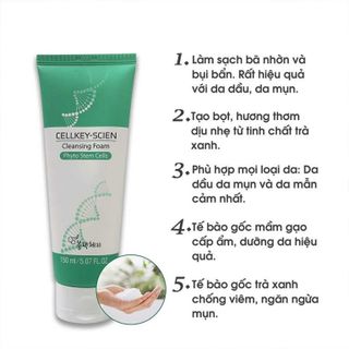 SỮA RỬA MẶT TẾ BÀO GỐC THỰC VẬT CLEANSING FOAM PHYTO STEM CELLS TẠO BỌT SẠCH NHỜN CẤP ẨM DƯỠNG DA NGĂN NGỪA MỤN 150ML - CELLKEY-SCIEN