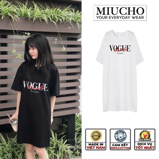 Đầm suông dài tay lỡ, váy suông dáng dài tay vintage nữ cổ tròn chất cotton bigsize DT005 Miucho in brand name