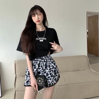 Áo croptop nữ tay ngắn cổ tròn vải thun cotton kiểu hàn quốc CR010 Miucho in hình hoạ tiết